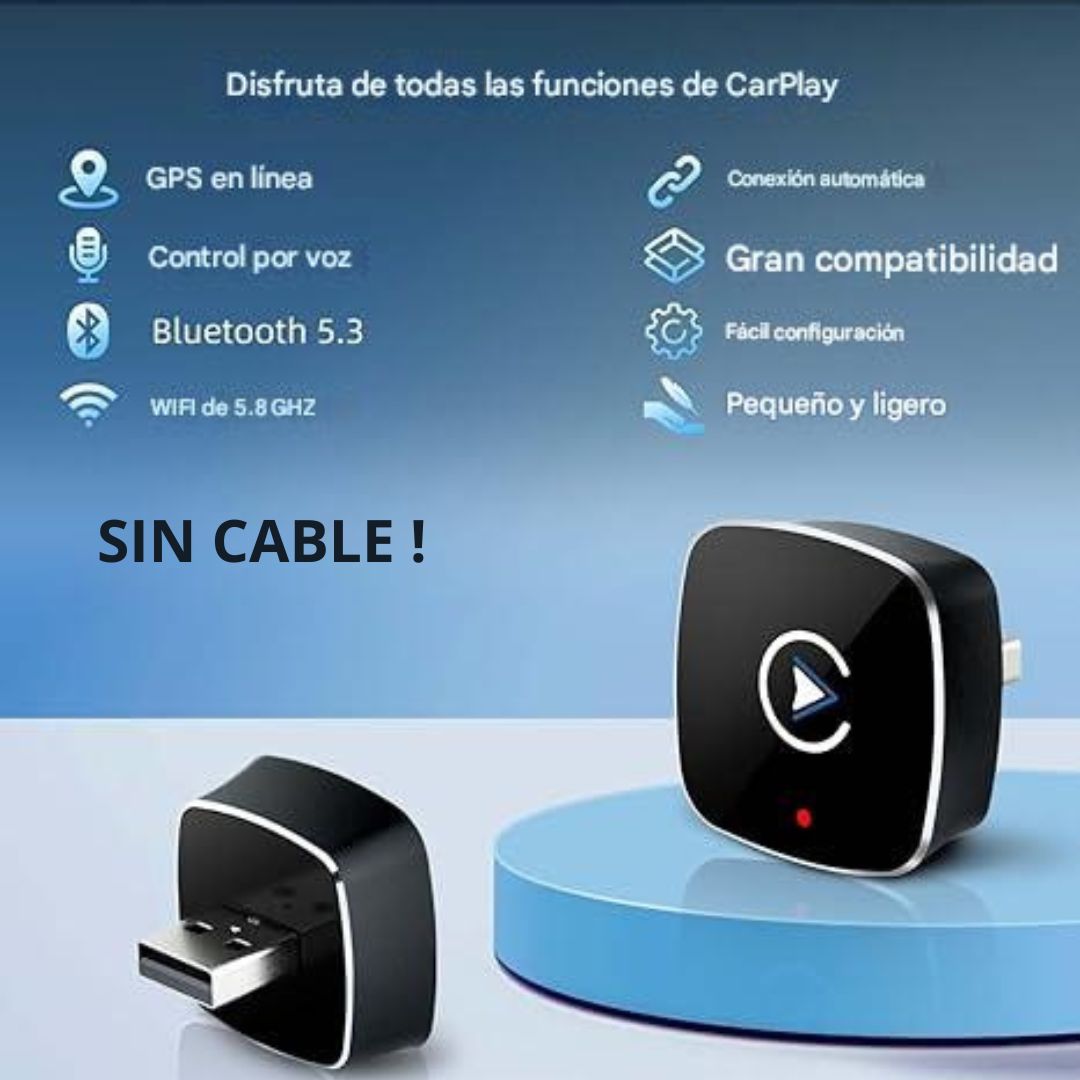 CARPLAY ADAPTADOR INALÁMBRICO + 🎁E-BOOK ORGANIZA TU CARRO EFECTIVAMENTE