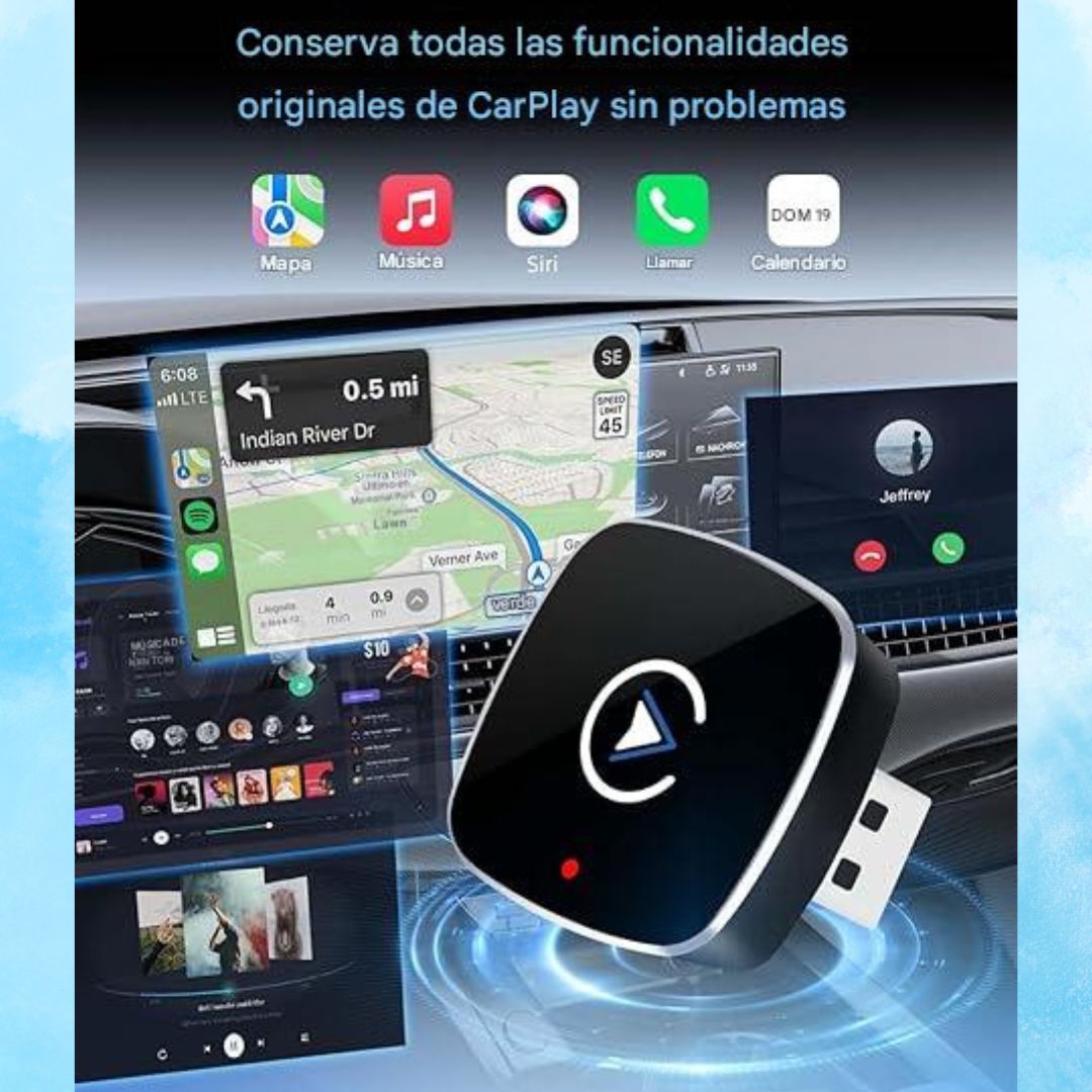 CARPLAY ADAPTADOR INALÁMBRICO + 🎁E-BOOK ORGANIZA TU CARRO EFECTIVAMENTE