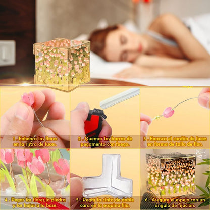 Lampara de Tulipanes Rosados +🎁 E-book 5 Ideas para Organizar tu Cuarto Sin Gastar Dinero